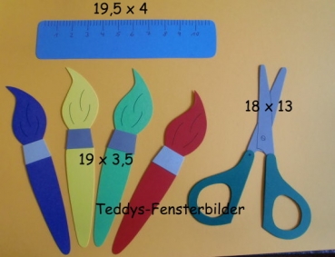 Pinsel, Lineal und Schere