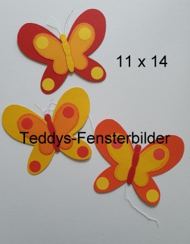 3 bunte Schmetterlinge Rot