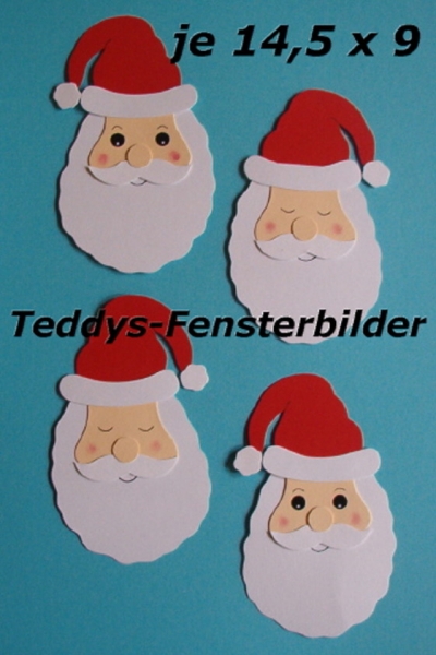4 Weihnachtsmannkopfanhänger