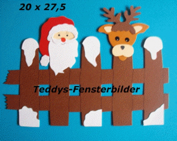 Weihnachtsmann & Elch am Zaun