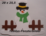 Schneemann am Zaun